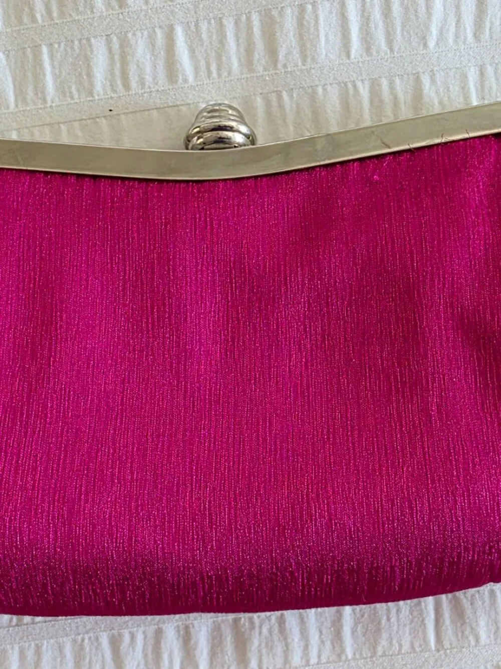 Fuschia Woven Satin Evening Bag